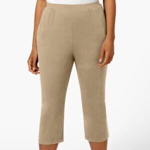 Catherines Suprema Khaki Cotton Stretch Capris size 4X -EUC